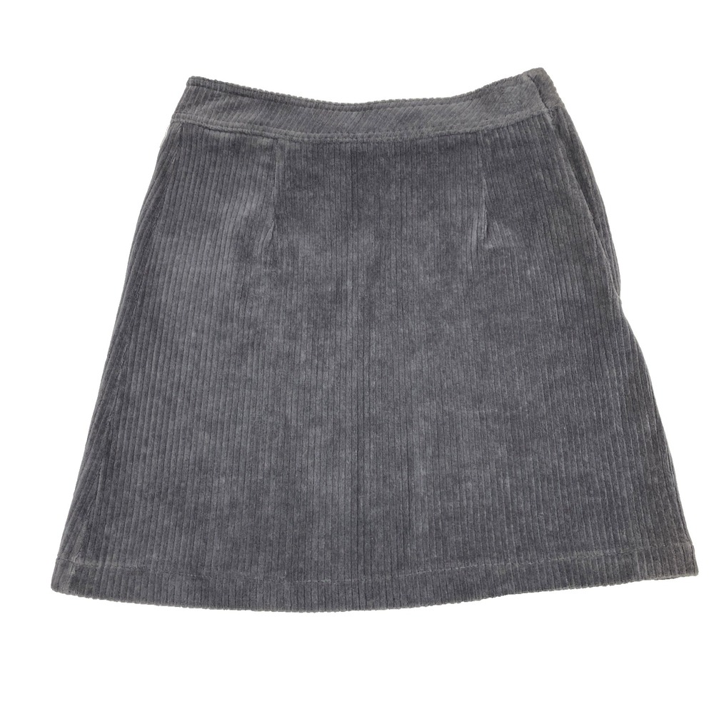 POL Corduroy Skirt Women Small Gray Short Stretch Mini Preppy School‎ Girl Aline